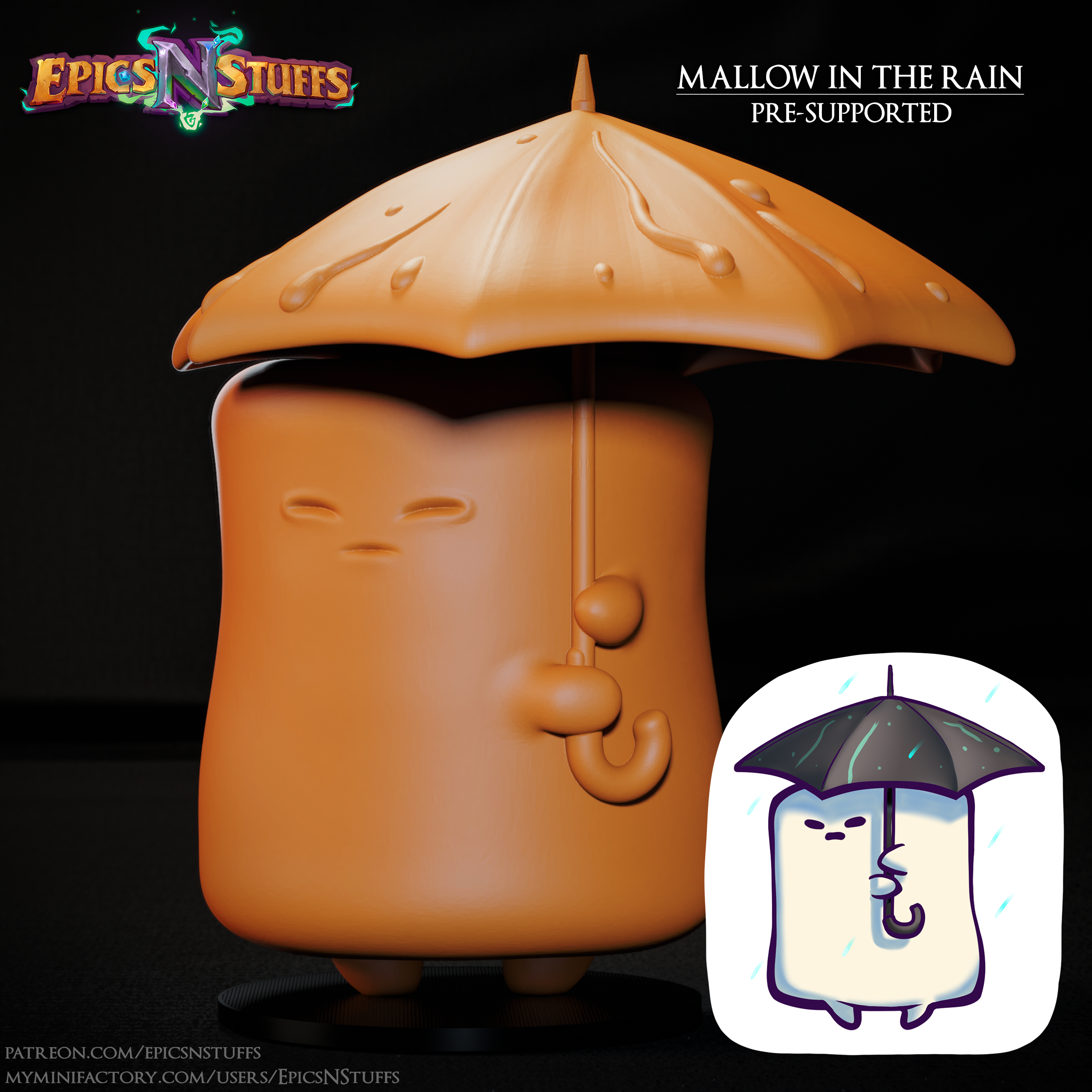 Mallow in the Rain Miniature, Pre-Supported